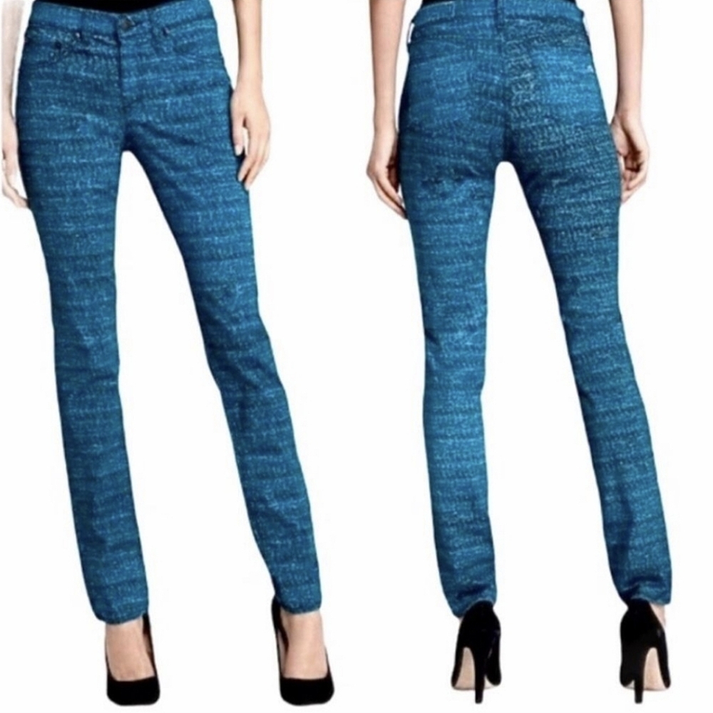 Rag & Bone Neon Turquoise Tweed Print Denim Leggings 28